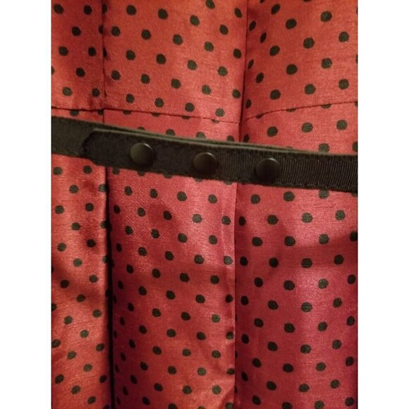 Danny And Nicole Dress Sz 8 Red With Black Polka Dots with black belt Pockets - Picture 5 of 12